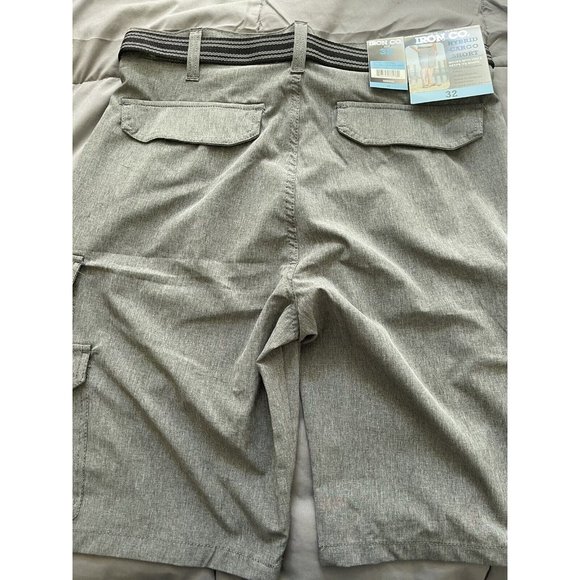 Iron Co Shorts Iron Co Mens Heather Gray Belted Stretch Performance
